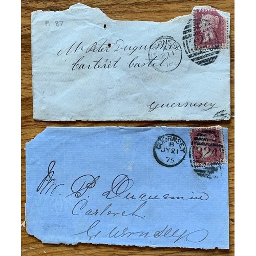 69 - 1897 envelope to Catel Guernsey with penny red stamp and 324 Duplex, with enclosed Memorandum from T... 