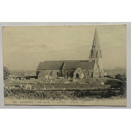 89 - Guernsey LL series postcard 202, Vale Church, green back.