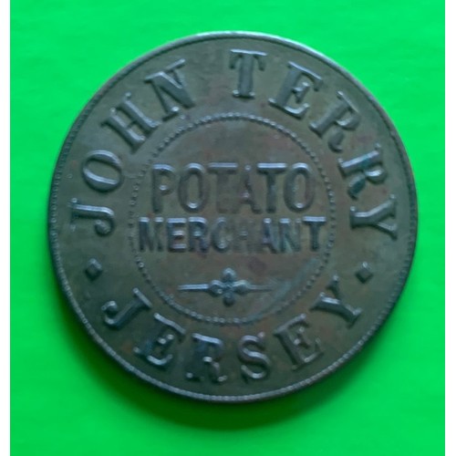 134 - John Terry Potato Merchant, Jersey, 1 shilling brass token, 26 mm (Mc Gammon C85).