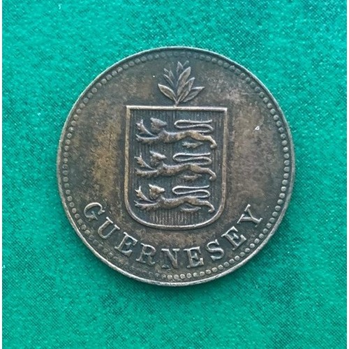 135 - Guernsey copper 2 Doubles, 1917 H, mintage only 15,000. Scarce.