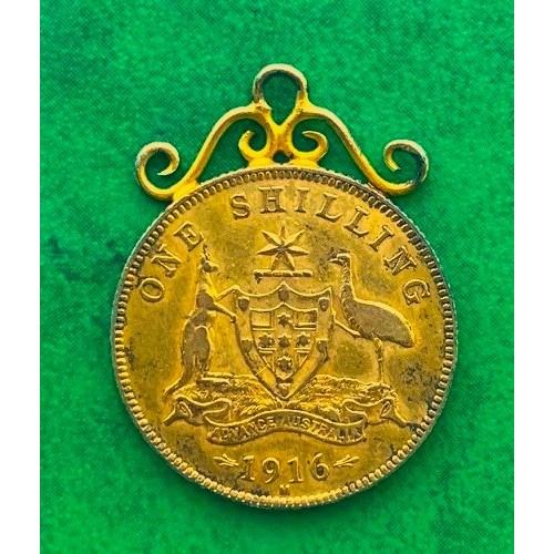 138 - Australia One Shilling coin 1916, mounted, total weight 5.99 grams.