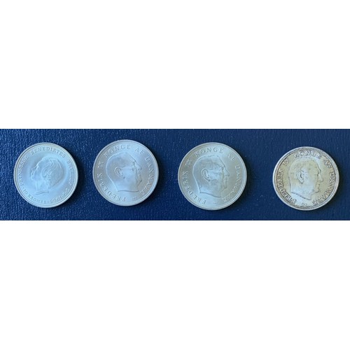 100 - Denmark 5Kr 1967, 10Kr 1967 (2) 10Kr 1968 (1), all silver 0.8 fine, weight 78.79 grams (4 coins in t... 