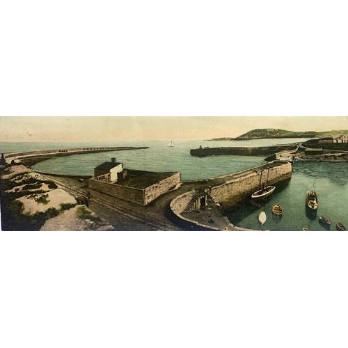 154 - Giant size Alderney colour postcard, The Harbour and Breakwater posted 1907.
