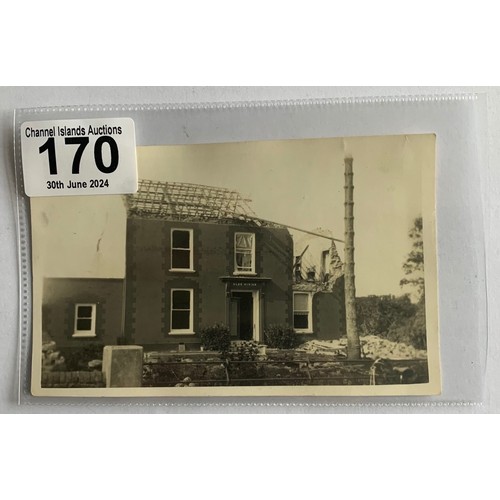170 - WW II Guernsey under German Occupation, Norman Grut postcard, damage to property Ker Maria next to A... 