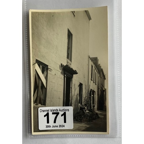171 - WW II Guernsey under German Occupation, Norman Grut postcard, damage to Strand Villa, St Peter Port ... 