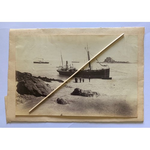 175 - Thomas Singleton of Guernsey photograph, the stranding of the steamer SS Fox on the Island of Herm, ... 