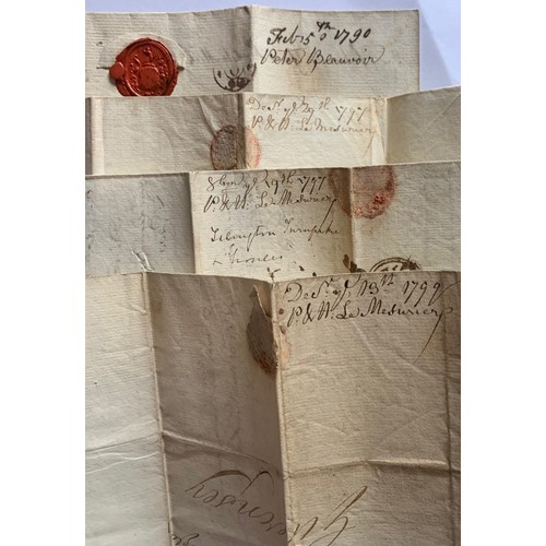 180 - Four posted letters circa 1790's the De Beauvoir family of Guernsey.