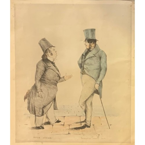 225 - After Matthias Finucane, Guernsey characters Peter Jeramie and Augustus Henry Tait,  hand coloured p... 