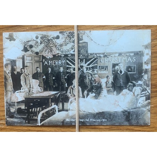 156 - Real photographic WW I postcard by Westness, Military Hospital Alderney, Christmas 1914.  * Very rar... 