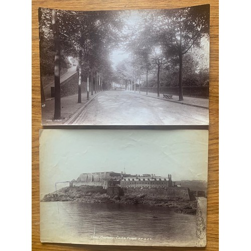 79 - Six Guernsey photographs circa 1900, St Julian's Avenue, Castle Cornet (2), Elizabeth College, Town ... 