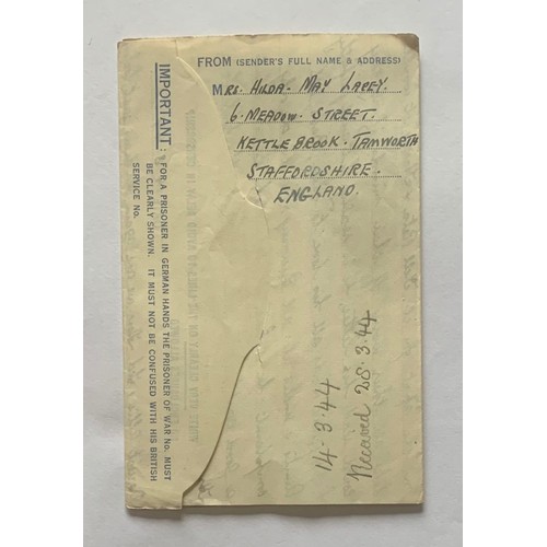 97 - KG VI 2 1/2p Prisoner Of War Post Air Letter,  Kriegsgefangenenpost to Biberach Internment Camp, pos... 