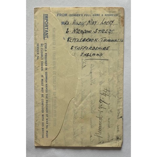 98 - KG VI 2 1/2p Prisoner Of War Post Air Letter,  Kriegsgefangenenpost to Biberach Internment Camp, wri... 