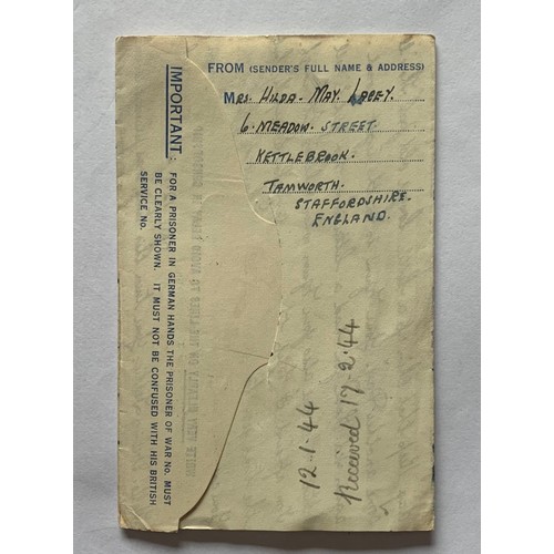 99 - KG VI 2 1/2p Prisoner Of War Post Air Letter,  Kriegsgefangenenpost to Biberach Internment Camp, pos... 