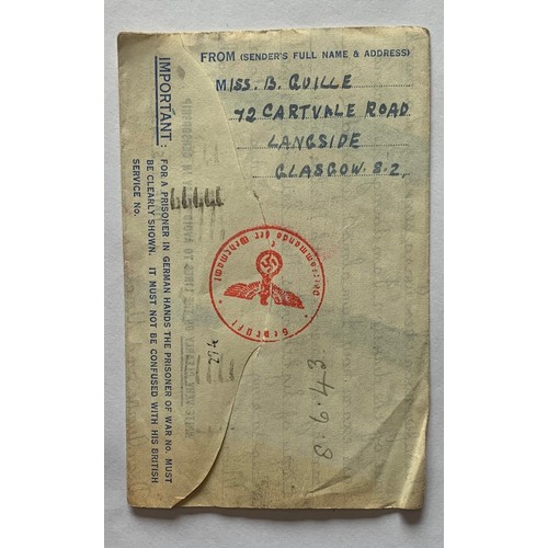 100 - KG VI 2 1/2p Prisoner Of War Post Air Letter,  Kriegsgefangenenpost to Biberach Internment Camp, pos... 