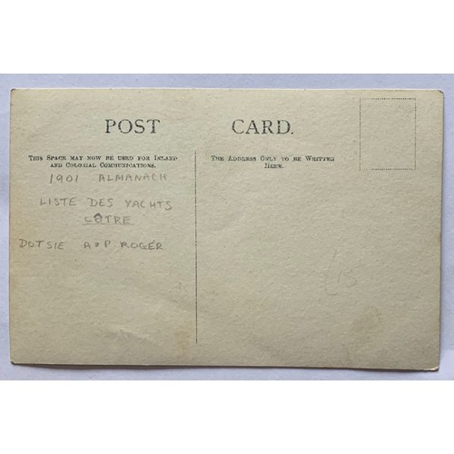 102 - Real photographic postcard by Thomas Bramley Guernsey, the Yacht Dotsie, owned by A. & P. Roger Guer... 