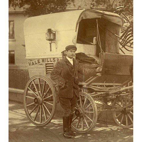 120 - Real photographic postcard, a horse drawn delivery cart for Vale Mills Bakery Guernsey. Very rare.