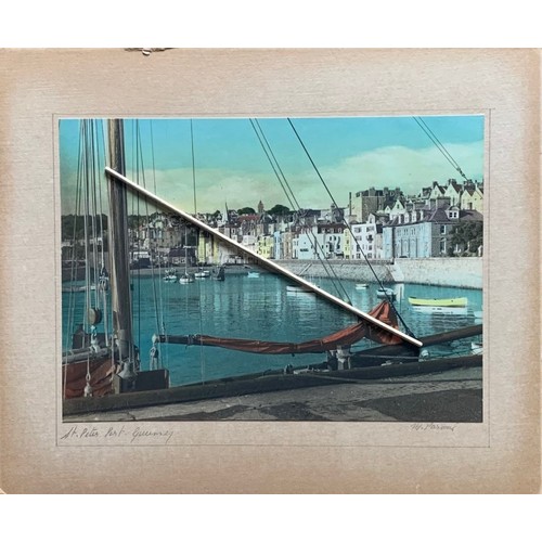 172 - Pair of colour photographs inscribed in pencil The Old Harbour Guernsey and St Peter Port Guernsey M... 