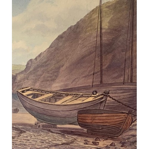 30 - Arthur Elliot (British 1809-1892) Creux Harbour Sark circa 1880, watercolour, 22 x 32cm.