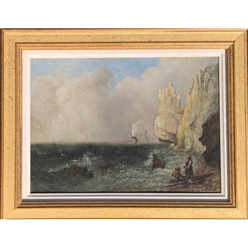 79 - English School, 19th century, Les Autelets Sark, oil on metal, 18.5 x 25cm. * Provenance - The late ... 