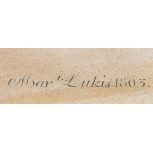 108 - Margaret Lukis (Guernsey 17th/18th century) Alciblades, pencil, signed and dated 1803, 43 x 36cm.