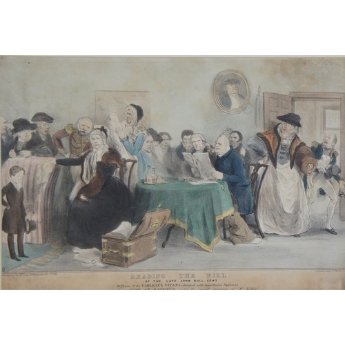 111 - Framed legal interest coloured print 'The reading of the will'.