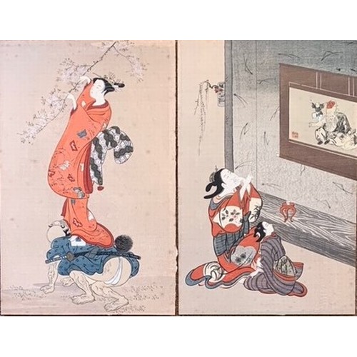 120 - Five Japanese prints, unframed (5).