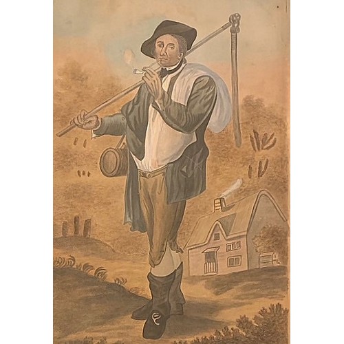 134 - After Thomas Barker of Bath (British 1769-1877) The Fieldman, watercolour, 33 x 22cm.