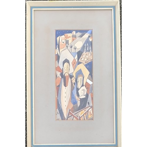 70 - A 20th century Abstract watercolour, Nativity scene, unsigned, 29 x 23cm.