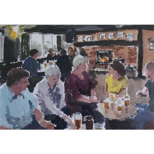 147 - Ken Hayes (British 20th century) Friday night pint, watercolour, signed, 22 x 33 cm.