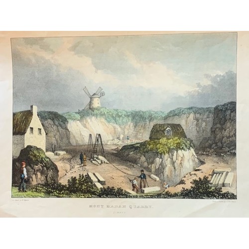 155 - Mont Madan Quarry Jersey, original hand coloured lithograph published by Matthew Moss, Guernsey, 22 ... 