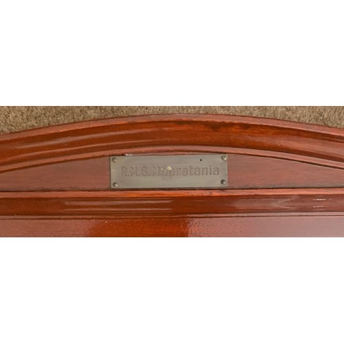 184 - Cunard White Star Line R.M.S. Mauretania, an original ship's fitting, oblong mahogany wall mirror wi... 