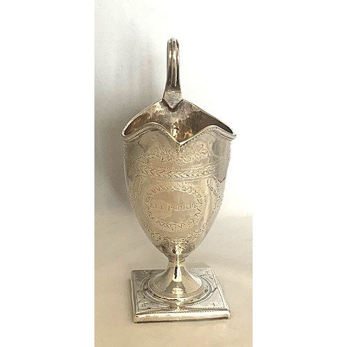 21 - George III silver cream jug, by AB overstruck GC, London 1794, with beaded edge, bright cut floral a... 