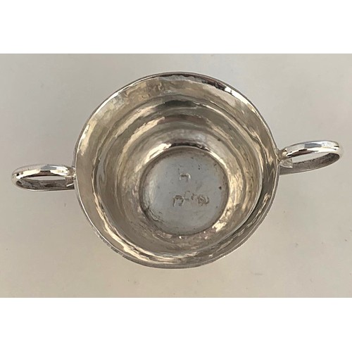 17 - A silver miniature Porringer, attributed to James Rood London circa 1710, of plain form with two scr... 