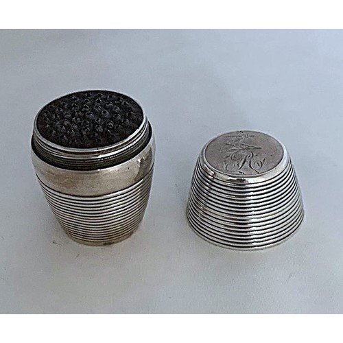 25 - A silver novelty Nutmeg grater, London 1795, silversmith's stamp indistinct, of barrel form with ree... 