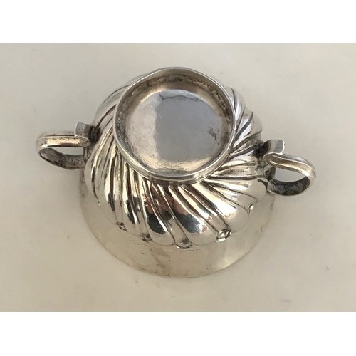 38 - A silver miniature Porringer, probably by John Lambe London circa 1763, with fluted decoration and s... 