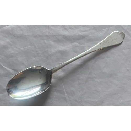 Silver dog nose spoon, hallmarks indistinct, with rat tail to bowl and ...