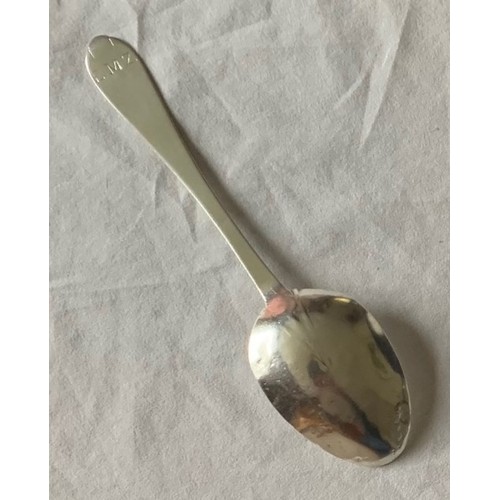 79 - Channel Islands silver Trefid spoon, by George Hamon I or II, Jersey circa 1775-1835, with worn rat ... 