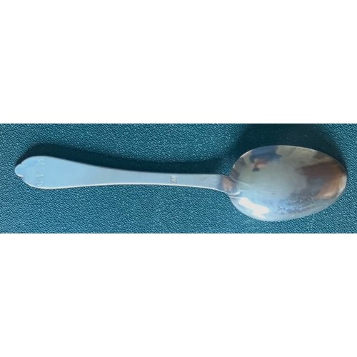 84 - Channel Islands silver - A silver Trefid spoon, by George Mauger, (Jersey 1776-1823) with engraved i... 