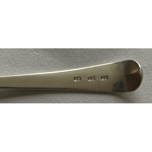 88 - Channel Islands silver spoon, stamped three times PN (Jersey circa 1750-1790) with engraved initials... 