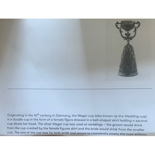 11 - Pair of Dutch silver plated and gilt traditional wedding or wager cups in the form of two women hold... 