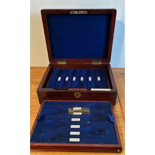 20 - 19th century oblong mahogany box, by Alstons & Hallam, 69 Cornhill E.C. with hinged lid and fitted t... 