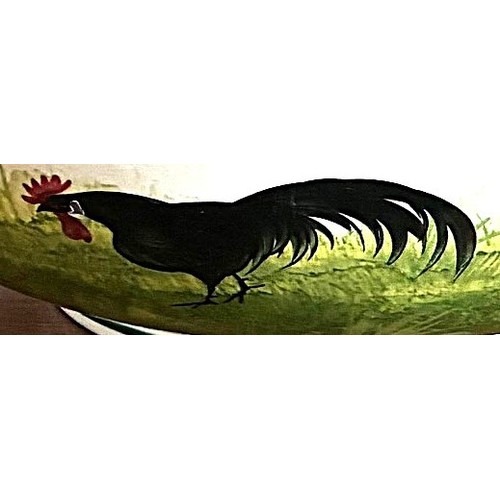 28 - Wemyss Ware pottery bowl of large proportions, decorated with twenty-three black painted Cockerels a... 