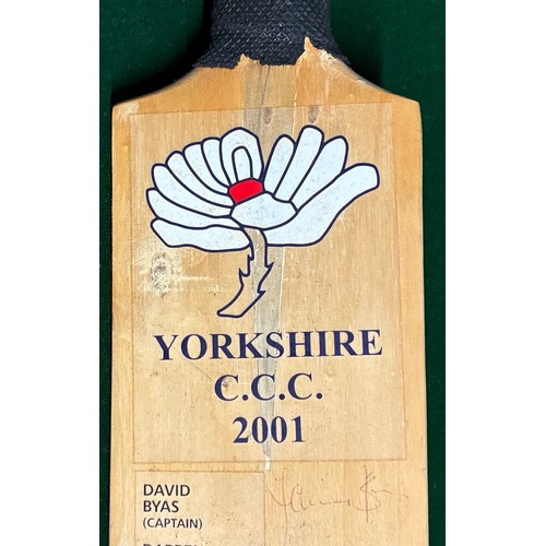 9 - A Yorkshire County Cricket Club 2001 signed cricket bat, 2001 team.