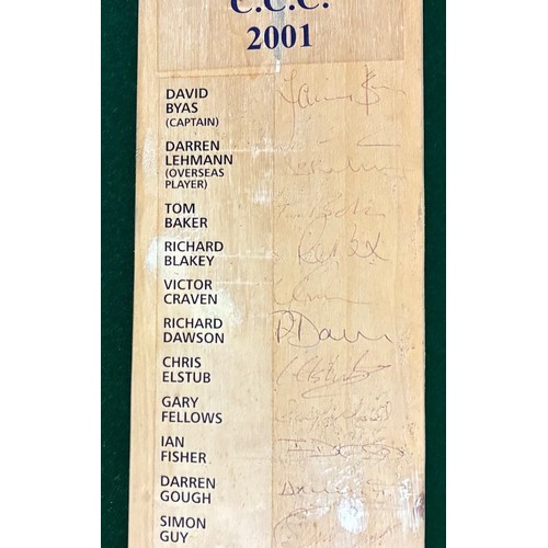 9 - A Yorkshire County Cricket Club 2001 signed cricket bat, 2001 team.