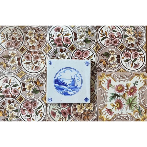 18 - Various ceramic tiles and framed glass panels.