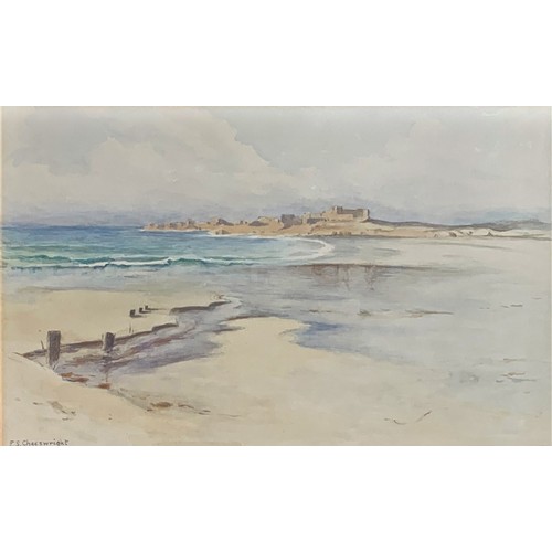 37 - Ethel Sophia Cheeswright (1874-1977) Vazon Bay Guernsey with Fort Hommet in the distance, watercolou... 
