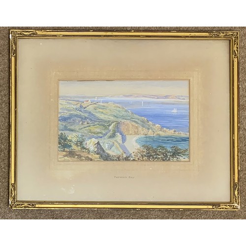 39 - Naftel school, 19th century, Fermain Bay Guernsey, with Sark, Jethou, Herm and Alderney in the dista... 