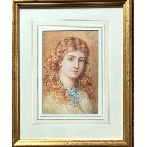 43 - Isabel Naftel (British 1832-1912) Portrait of a young lady, watercolour heightened with white, 23 x ... 