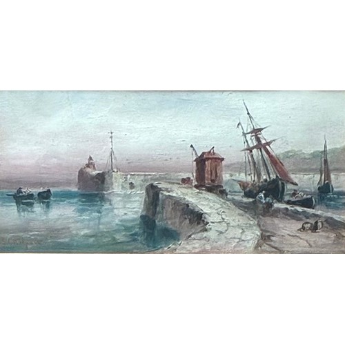 45 - Sarah Louisa Kilpack (British 1839-1909) Fishing boats returning to harbour, oil on paper, signed lo... 