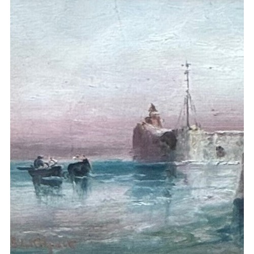 45 - Sarah Louisa Kilpack (British 1839-1909) Fishing boats returning to harbour, oil on paper, signed lo... 